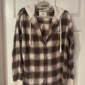 American Eagle plaid hooded long sleeve size small